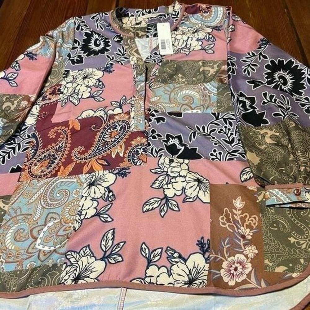 Soft Surroundings Alvadore Fleur Top Patchwork Floral‎ Paisley Blouse PXL NWT